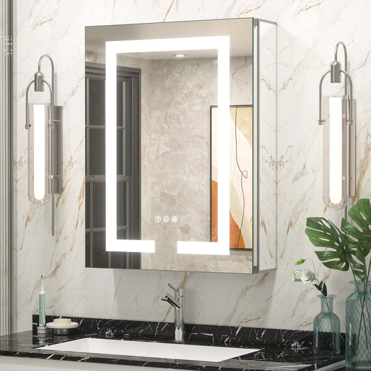 LED Lighted Bathroom Medicine Cabinet with Mirror – Anti-Fog, Adjustable Shelves, USB & Outlet, Recessed or Wall Mounted