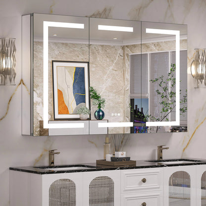 LED Lighted Bathroom Medicine Cabinet with Mirror – Anti-Fog, Adjustable Shelves, USB & Outlet, Recessed or Wall Mounted