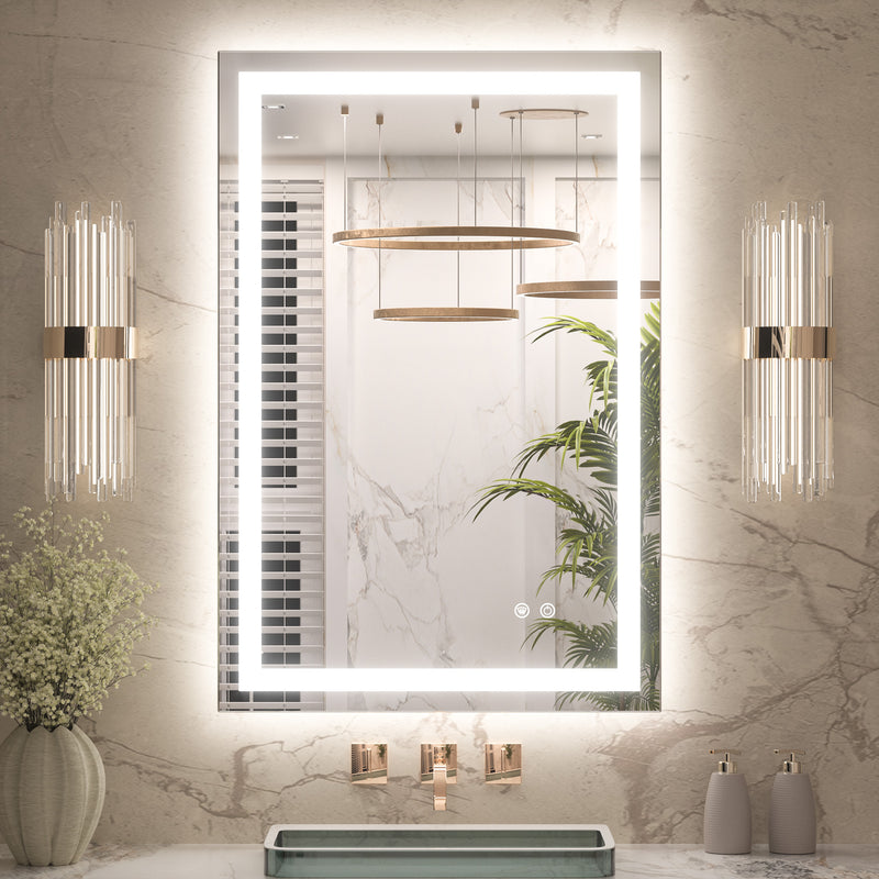 3 Color Backlit LED Bathroom Mirror Anti-Fog Dimmable Wall Mounted Vanity Mirror 3000K 4500K 6000K IP54 Waterproof