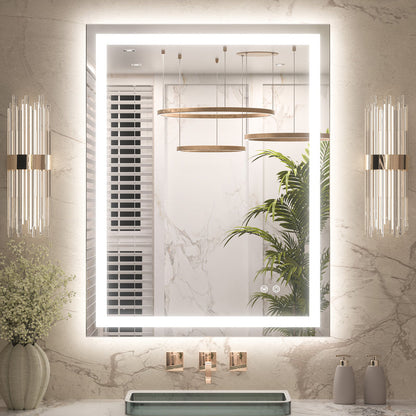 3 Color Energy Saving Frontlit & Backlit LED Bathroom Mirror Anti-Fog Dimmable Wall Mounted Vanity Mirror 3000K 4500K 6000K