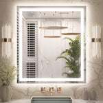 3 Color Energy Saving Frontlit & Backlit LED Bathroom Mirror Anti-Fog Dimmable Wall Mounted Vanity Mirror 3000K 4500K 6000K