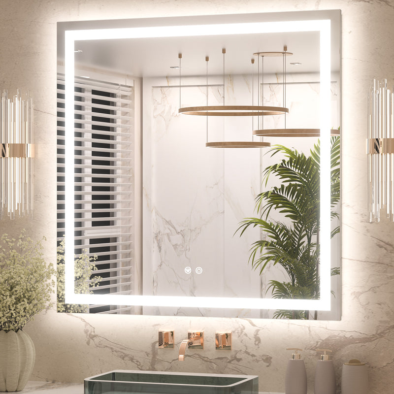 3 Color Backlit LED Bathroom Mirror Anti-Fog Dimmable Wall Mounted Vanity Mirror 3000K 4500K 6000K IP54 Waterproof
