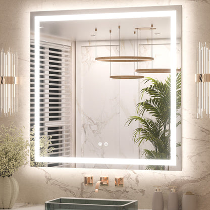 3 Color Backlit LED Bathroom Mirror Anti-Fog Dimmable Wall Mounted Vanity Mirror 3000K 4500K 6000K IP54 Waterproof