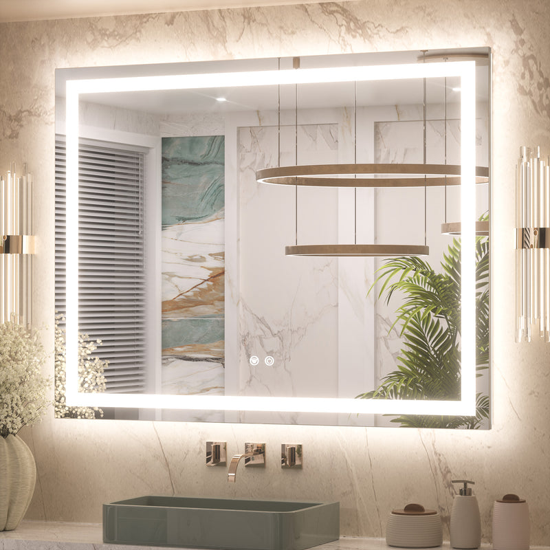 3 Color Backlit LED Bathroom Mirror Anti-Fog Dimmable Wall Mounted Vanity Mirror 3000K 4500K 6000K IP54 Waterproof