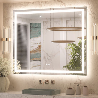 3 Color Backlit LED Bathroom Mirror Anti-Fog Dimmable Wall Mounted Vanity Mirror 3000K 4500K 6000K IP54 Waterproof