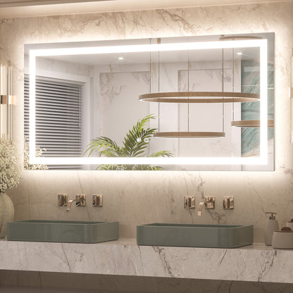 3 Color Backlit LED Bathroom Mirror Anti-Fog Dimmable Wall Mounted Vanity Mirror 3000K 4500K 6000K IP54 Waterproof
