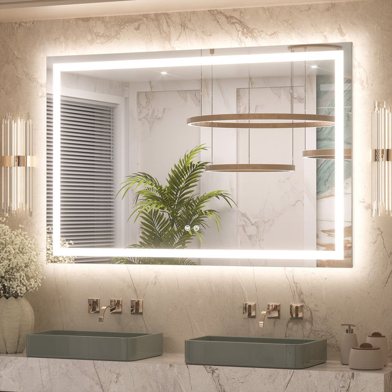 3 Color Backlit LED Bathroom Mirror Anti-Fog Dimmable Wall Mounted Vanity Mirror 3000K 4500K 6000K IP54 Waterproof