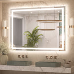 3 Color Backlit LED Bathroom Mirror Anti-Fog Dimmable Wall Mounted Vanity Mirror 3000K 4500K 6000K IP54 Waterproof