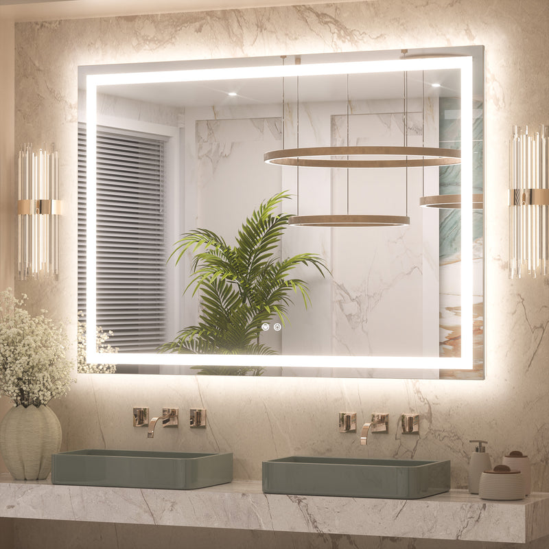 3 Color Backlit LED Bathroom Mirror Anti-Fog Dimmable Wall Mounted Vanity Mirror 3000K 4500K 6000K IP54 Waterproof