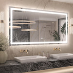 3 Color Energy Saving Frontlit & Backlit LED Bathroom Mirror Anti-Fog Dimmable Wall Mounted Vanity Mirror 3000K 4500K 6000K
