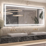 3 Color Backlit LED Bathroom Mirror Anti-Fog Dimmable Wall Mounted Vanity Mirror 3000K 4500K 6000K IP54 Waterproof