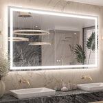 3 Color Energy Saving Frontlit & Backlit LED Bathroom Mirror Anti-Fog Dimmable Wall Mounted Vanity Mirror 3000K 4500K 6000K