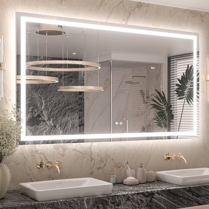 3 Color Backlit LED Bathroom Mirror Anti-Fog Dimmable Wall Mounted Vanity Mirror 3000K 4500K 6000K IP54 Waterproof