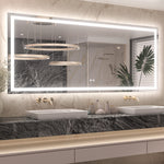 3 Color Backlit LED Bathroom Mirror Anti-Fog Dimmable Wall Mounted Vanity Mirror 3000K 4500K 6000K IP54 Waterproof