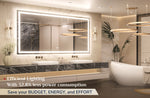 3 Color Energy Saving Frontlit & Backlit LED Bathroom Mirror Anti-Fog Dimmable Wall Mounted Vanity Mirror 3000K 4500K 6000K