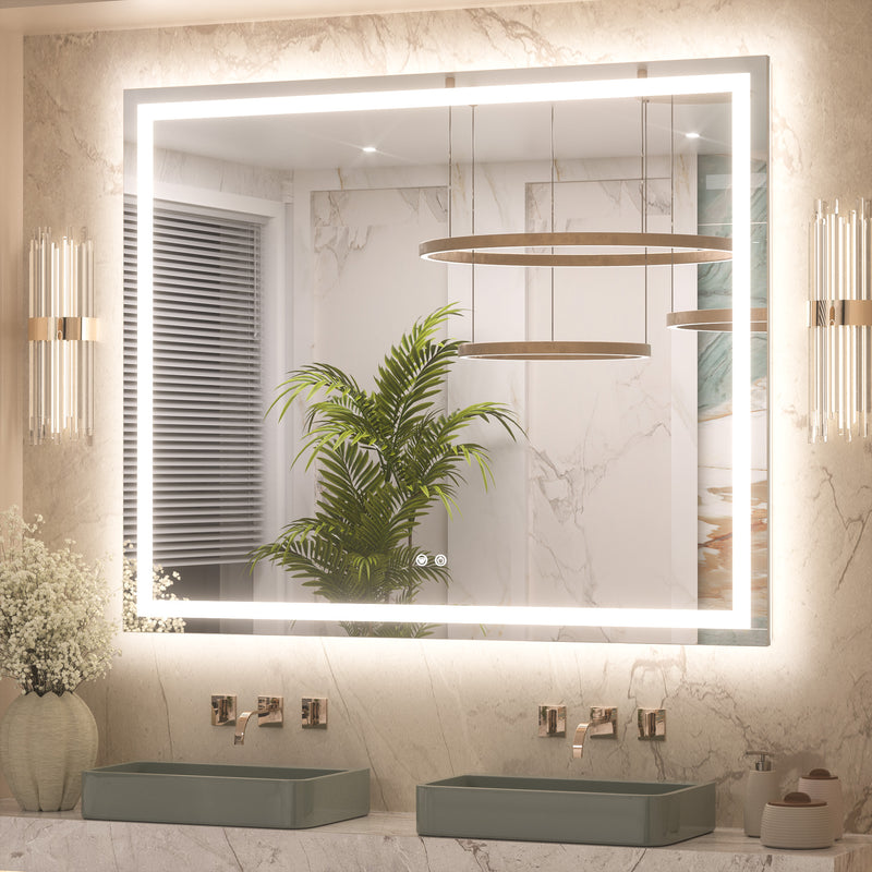 3 Color Backlit LED Bathroom Mirror Anti-Fog Dimmable Wall Mounted Vanity Mirror 3000K 4500K 6000K IP54 Waterproof