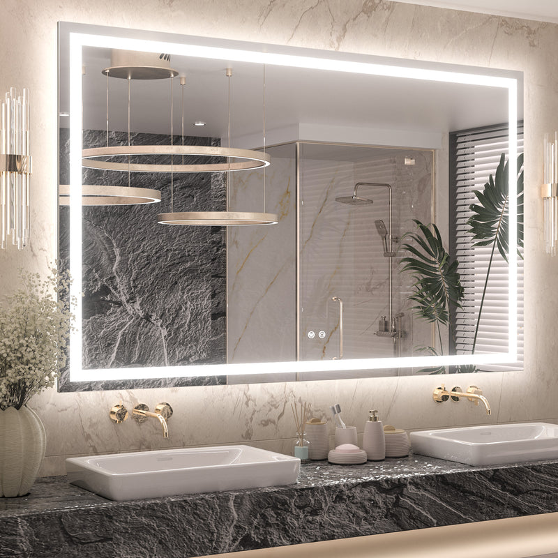 3 Color Backlit LED Bathroom Mirror Anti-Fog Dimmable Wall Mounted Vanity Mirror 3000K 4500K 6000K IP54 Waterproof