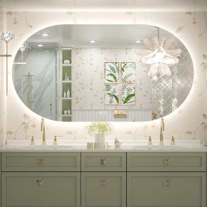 3 Color Backlit LED Bathroom Mirror Anti-Fog Dimmable Wall Mounted Vanity Mirror 3000K 4500K 6000K IP54 Waterproof