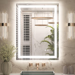 3 Color Energy Saving Frontlit & Backlit LED Bathroom Mirror Anti-Fog Dimmable Wall Mounted Vanity Mirror 3000K 4500K 6000K