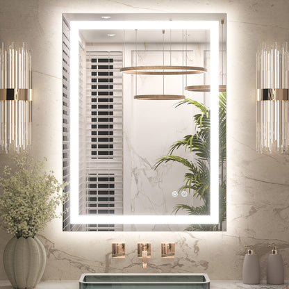 3 Color Backlit LED Bathroom Mirror Anti-Fog Dimmable Wall Mounted Vanity Mirror 3000K 4500K 6000K IP54 Waterproof