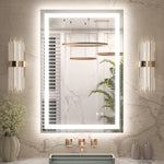 3 Color Energy Saving Frontlit & Backlit LED Bathroom Mirror Anti-Fog Dimmable Wall Mounted Vanity Mirror 3000K 4500K 6000K