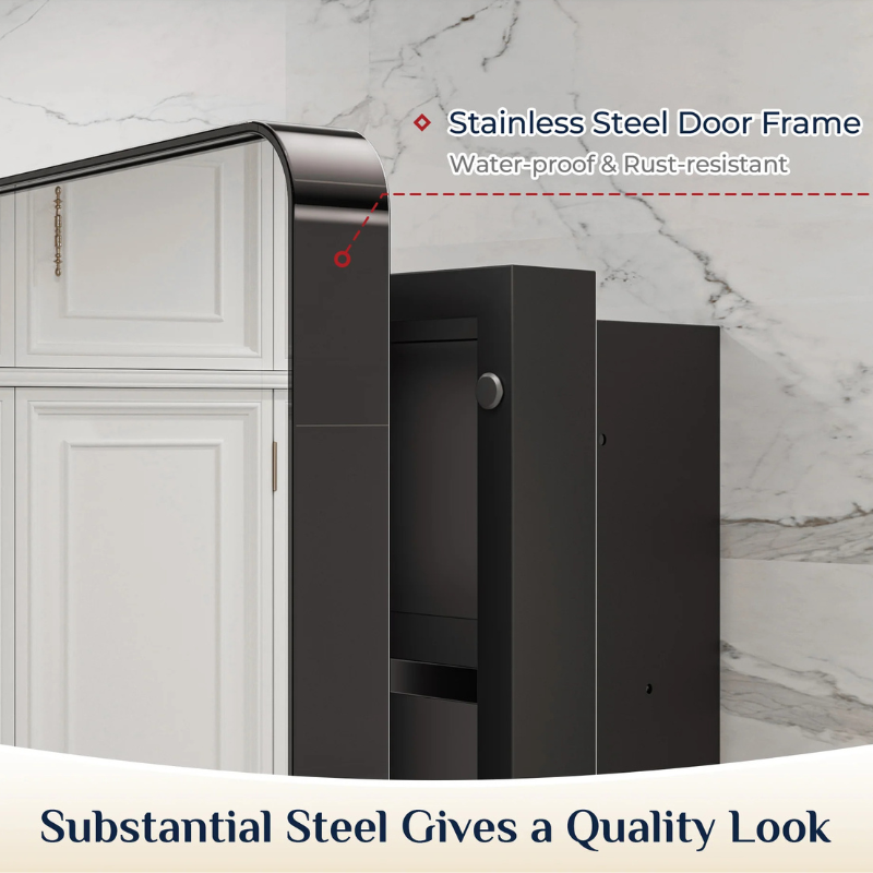 Stainless Steel Bathroom Medicine Cabinet with Mirror – Recessed or Wall Mounted Storage Cabinet