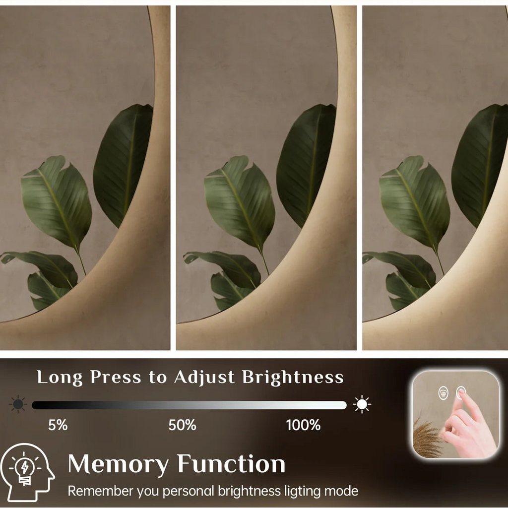 Prime LED House Oval Backlit LED Bathroom Mirror – 3-Color Dimmable, Anti-Fog, HD Tempered Glass, Touch Memory & French Cleat Mounting