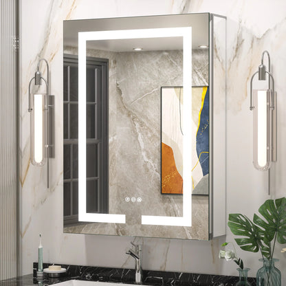 LED Lighted Bathroom Medicine Cabinet with Mirror – Anti-Fog, Adjustable Shelves, USB & Outlet, Recessed or Wall Mounted