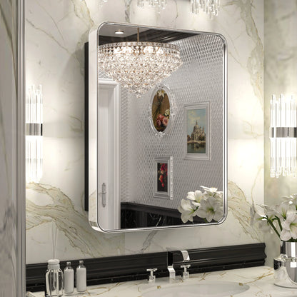 Stainless Steel Bathroom Medicine Cabinet with Mirror – Recessed or Wall Mounted Storage Cabinet