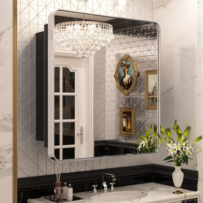 Stainless Steel Bathroom Medicine Cabinet with Mirror – Recessed or Wall Mounted Storage Cabinet