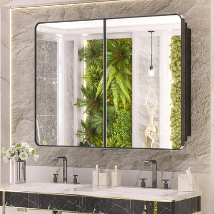 Stainless Steel Bathroom Medicine Cabinet with Mirror – Recessed or Wall Mounted Storage Cabinet