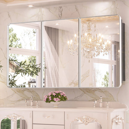 Stainless Steel Bathroom Medicine Cabinet with Mirror – Recessed or Wall Mounted Storage Cabinet