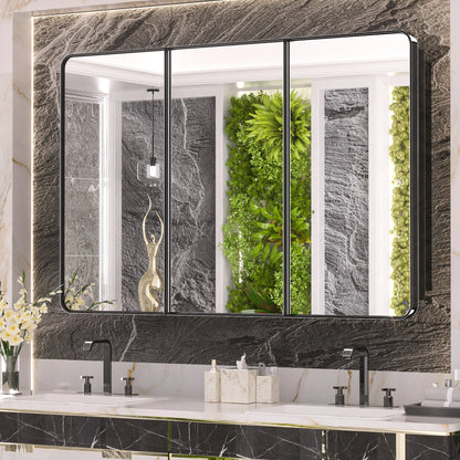 Stainless Steel Bathroom Medicine Cabinet with Mirror – Recessed or Wall Mounted Storage Cabinet