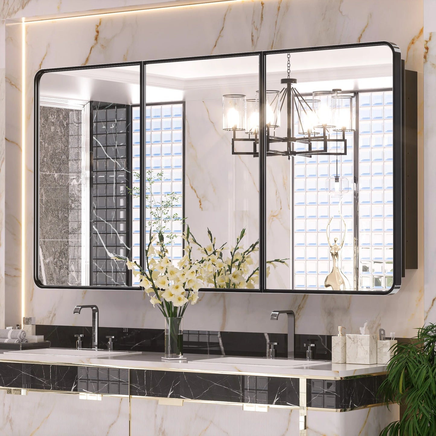 Stainless Steel Bathroom Medicine Cabinet with Mirror – Recessed or Wall Mounted Storage Cabinet