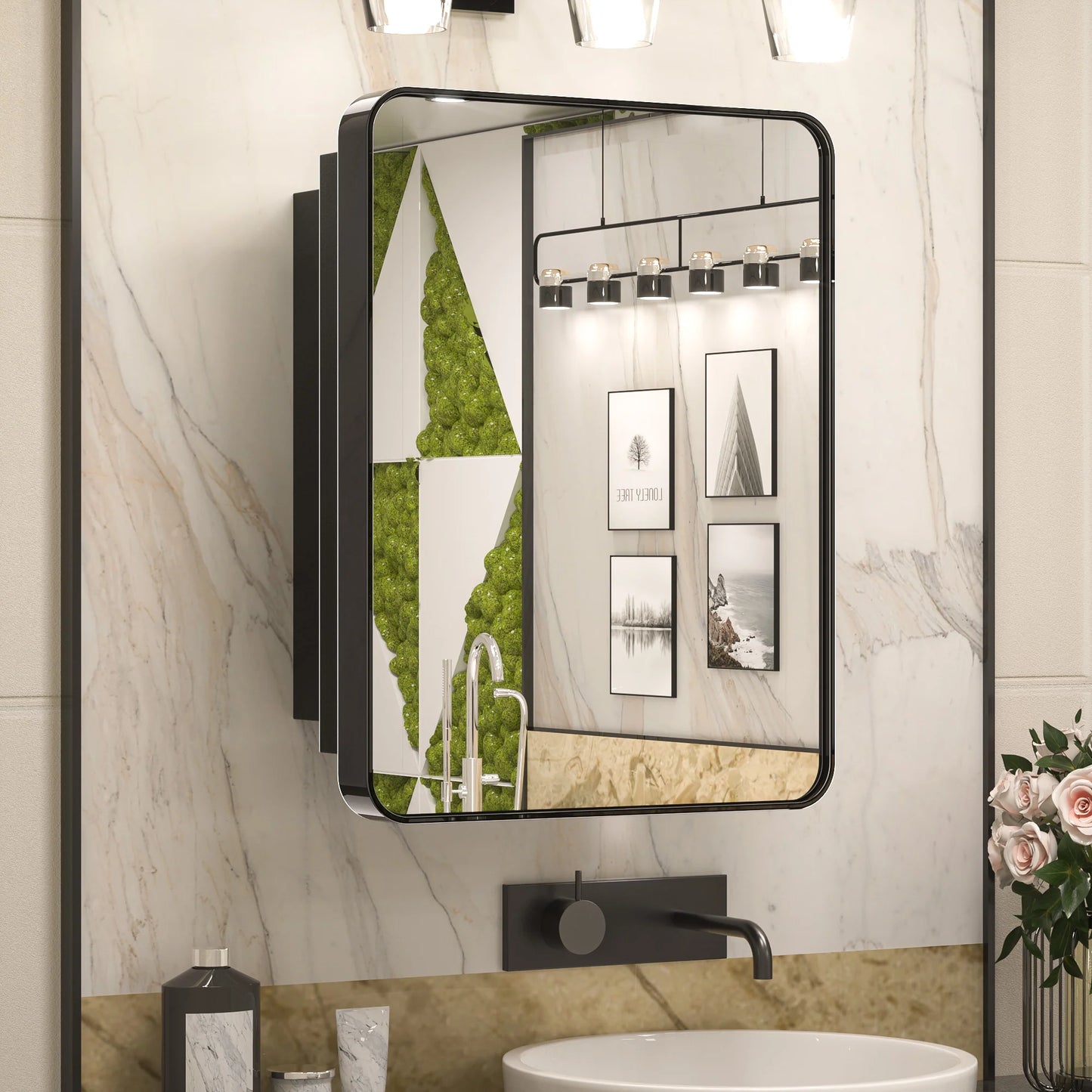 Stainless Steel Bathroom Medicine Cabinet with Mirror – Recessed or Wall Mounted Storage Cabinet