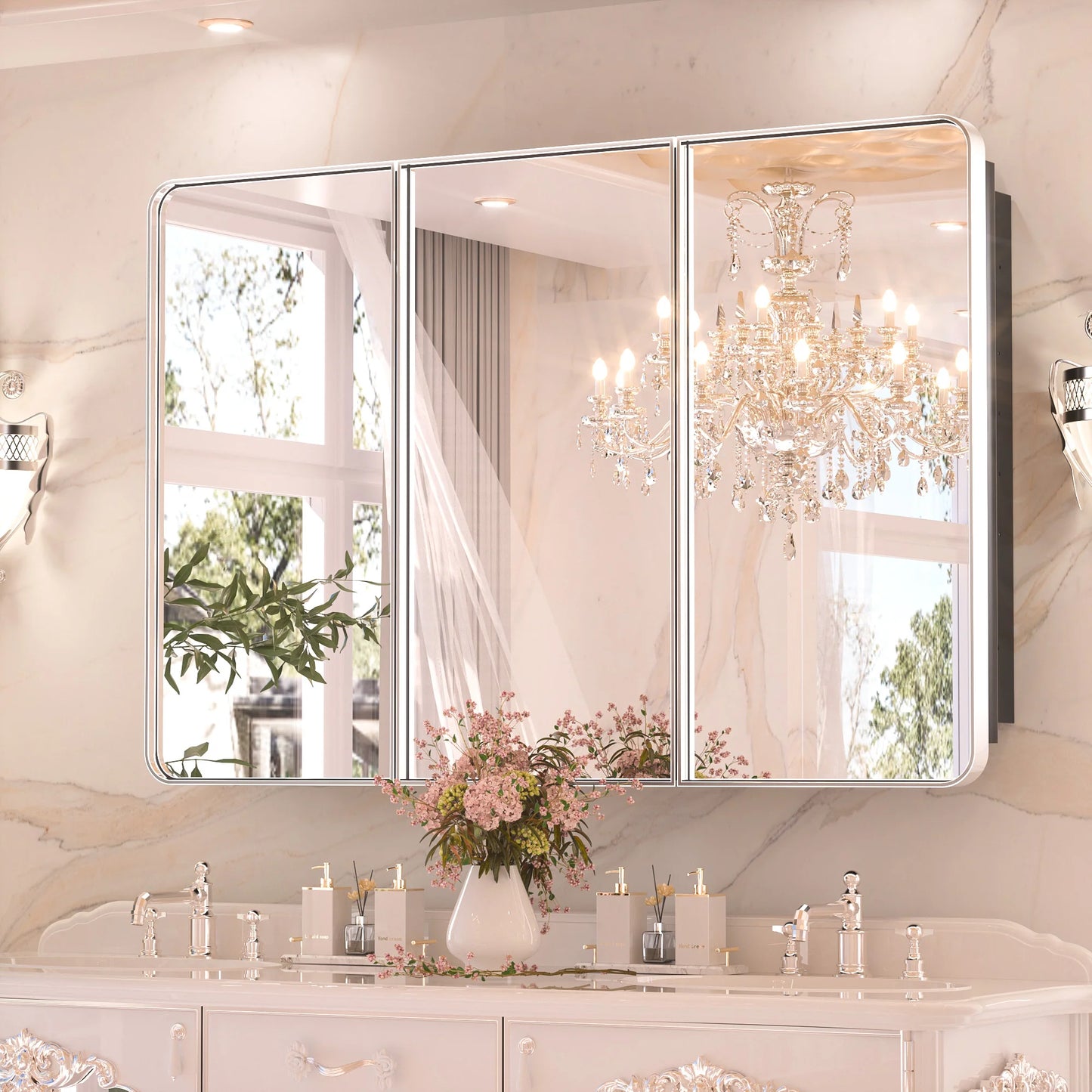 Stainless Steel Bathroom Medicine Cabinet with Mirror – Recessed or Wall Mounted Storage Cabinet