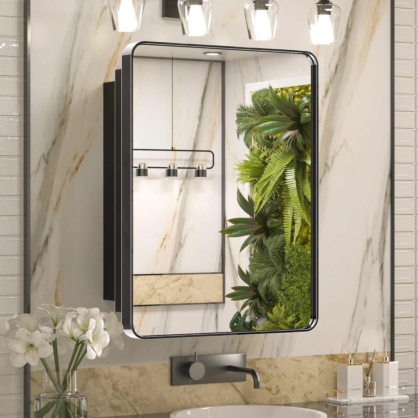 Stainless Steel Bathroom Medicine Cabinet with Mirror – Recessed or Wall Mounted Storage Cabinet