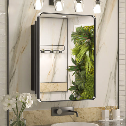 Stainless Steel Bathroom Medicine Cabinet with Mirror – Recessed or Wall Mounted Storage Cabinet