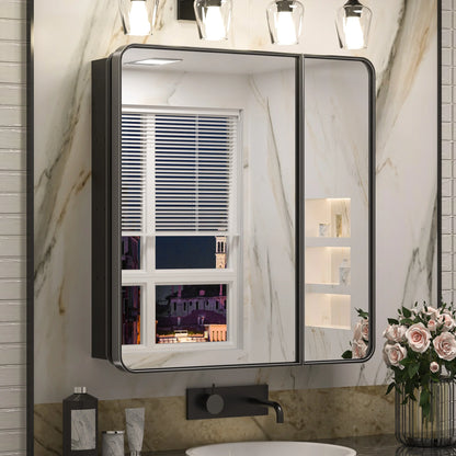 Stainless Steel Bathroom Medicine Cabinet with Mirror – Recessed or Wall Mounted Storage Cabinet