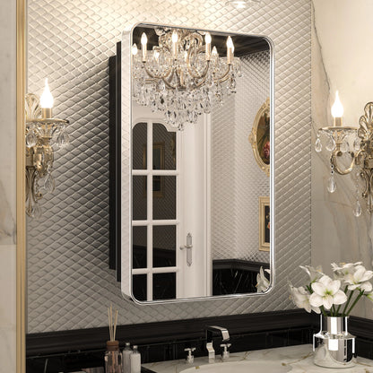 Stainless Steel Bathroom Medicine Cabinet with Mirror – Recessed or Wall Mounted Storage Cabinet
