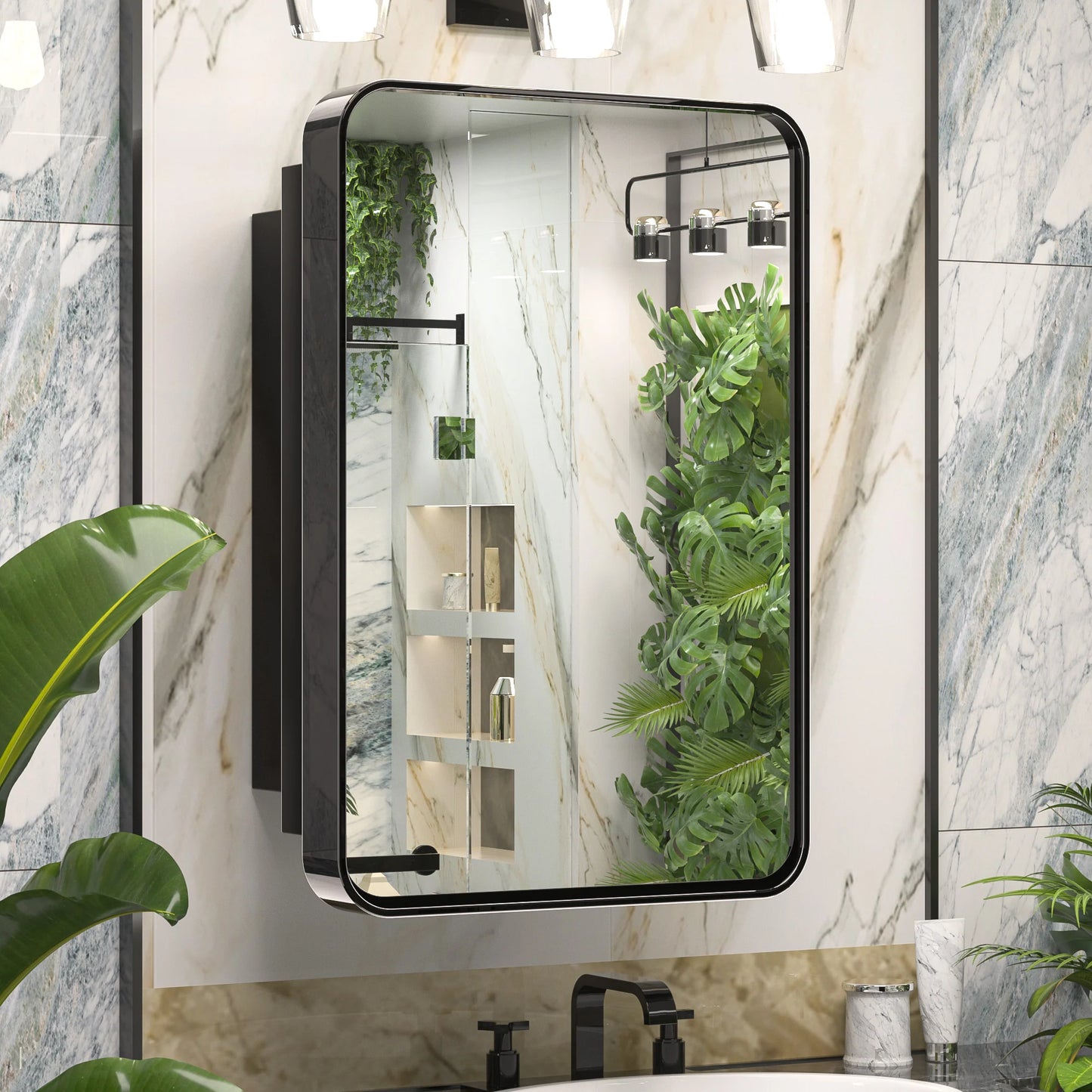 Stainless Steel Bathroom Medicine Cabinet with Mirror – Recessed or Wall Mounted Storage Cabinet