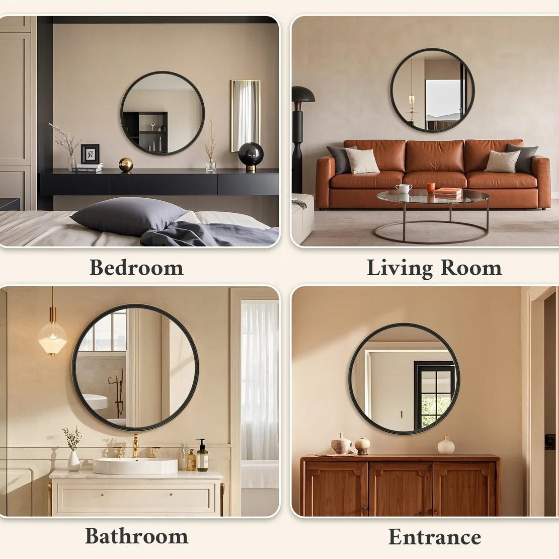 Prime LED House Round Beveled Wall Mirror