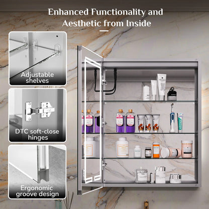 LED Lighted Medicine Cabinet with Vanity Mirror – Dimmable 3 Color Lights & Adjustable Shelves