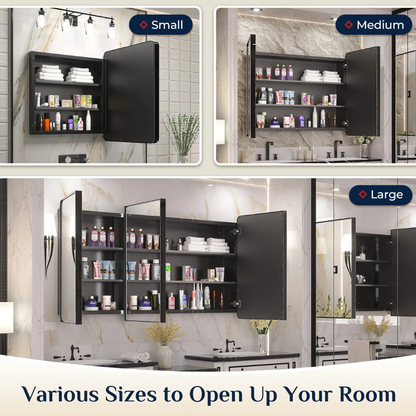 Stainless Steel Bathroom Medicine Cabinet with Mirror – Recessed or Wall Mounted Storage Cabinet