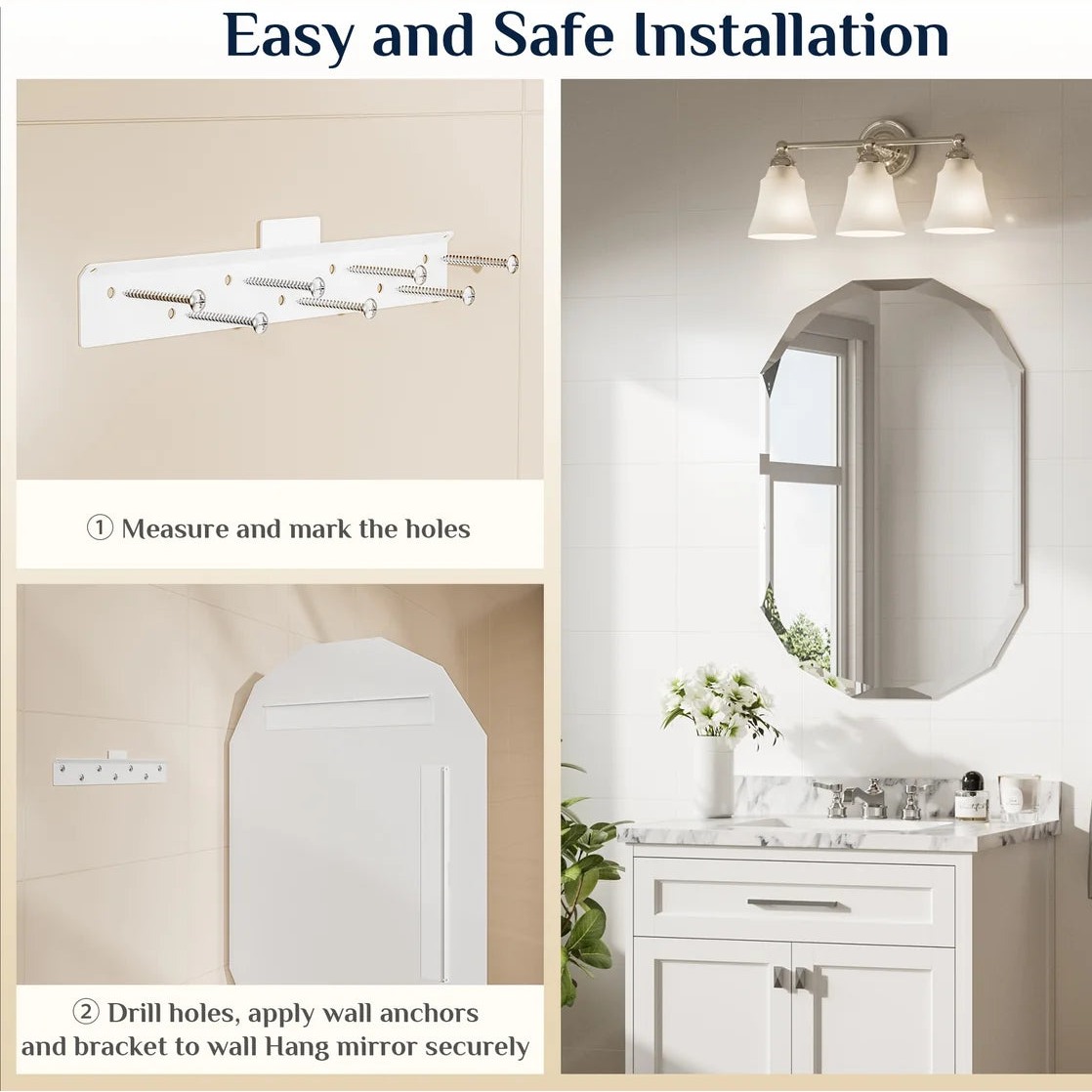 Prime LED House Oval Bathroom Vanity Mirror – Frameless Beveled Edge, HD Tempered Shatterproof Wall Mirror