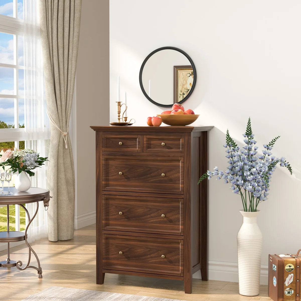 Prime LED House Round Beveled Wall Mirror