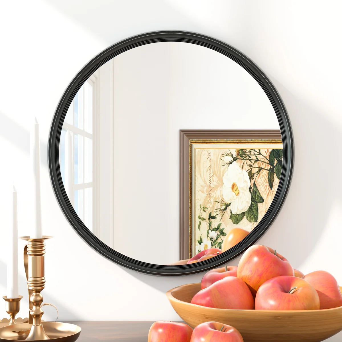 Prime LED House Round Beveled Wall Mirror