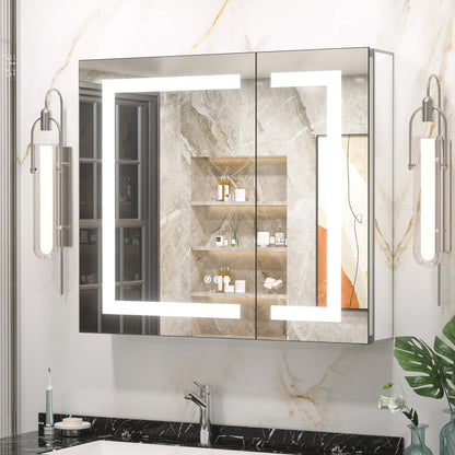 LED Lighted Bathroom Medicine Cabinet with Mirror – Anti-Fog, Adjustable Shelves, USB & Outlet, Recessed or Wall Mounted