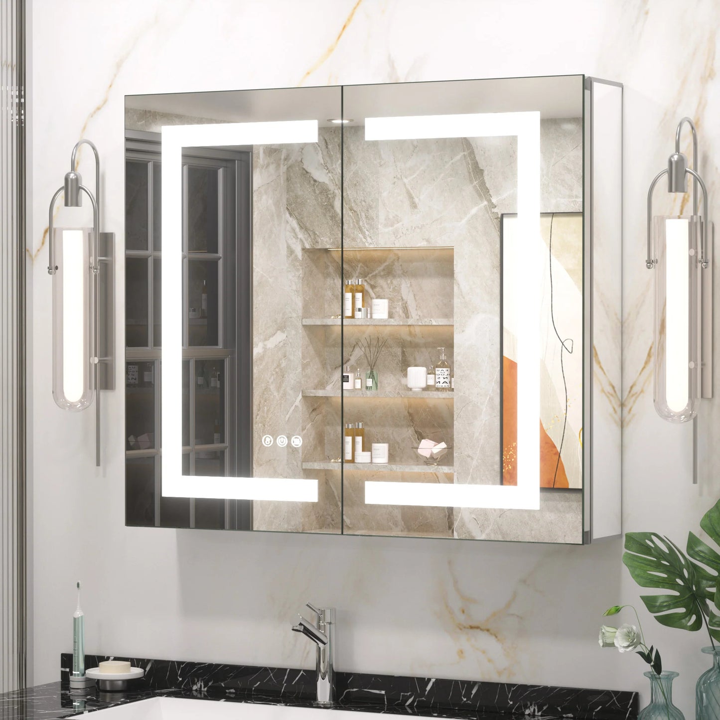 LED Lighted Bathroom Medicine Cabinet with Mirror – Anti-Fog, Adjustable Shelves, USB & Outlet, Recessed or Wall Mounted