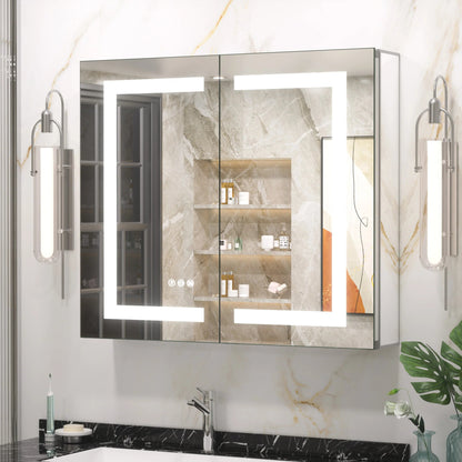 LED Lighted Bathroom Medicine Cabinet with Mirror – Anti-Fog, Adjustable Shelves, USB & Outlet, Recessed or Wall Mounted